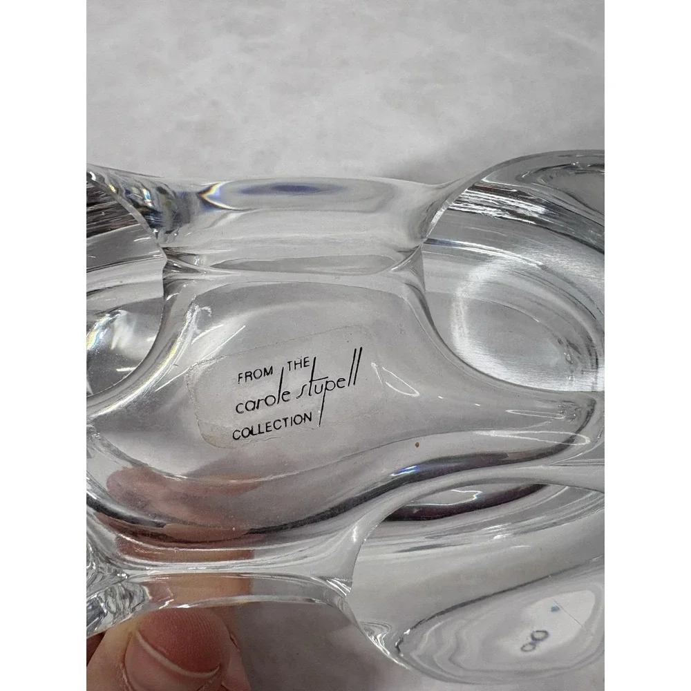 Carole Stupell Collection Clear Glass Cat Figurine Dish Trinket Bowl Vintage Art